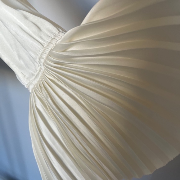 P.A.R.O.S.H. Cocktail Blouse Shirt Piano With Pleated Poet Sleeves Cream/Beige - Picture 11 of 14